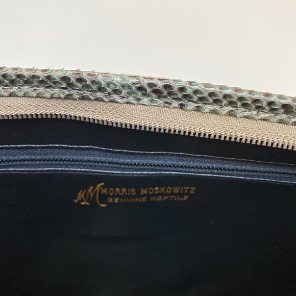 LIKE NEW Vintage Morris Moskowitz Genuine Brown Green Reptile Snakeskin handbag - Picture 10 of 10